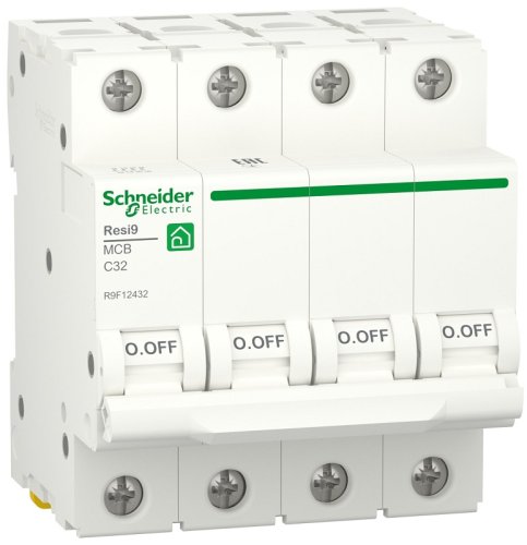 Выключатель автоматический Schneider Electric Resi9 4п 32A C 6кА  картинка